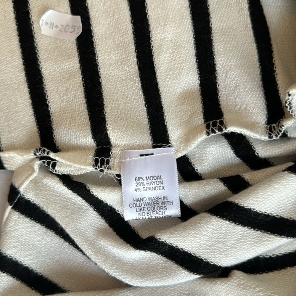 Gibson Como Knit dress Black White Stripe jersey sleeveless belted dress M - Picture 8 of 11